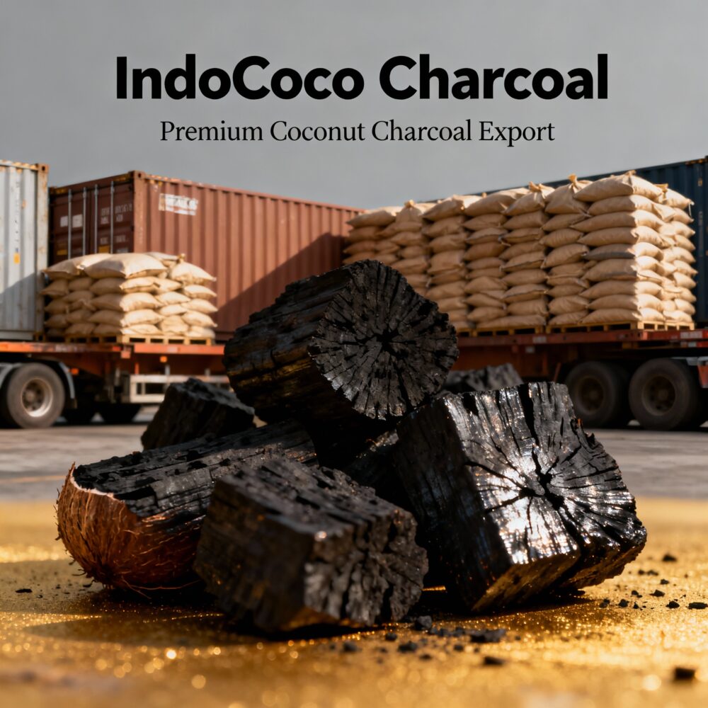 Coconut shell charcoal Indonesia supplier IndoCocoCharcoal coconut shells to charcoal
