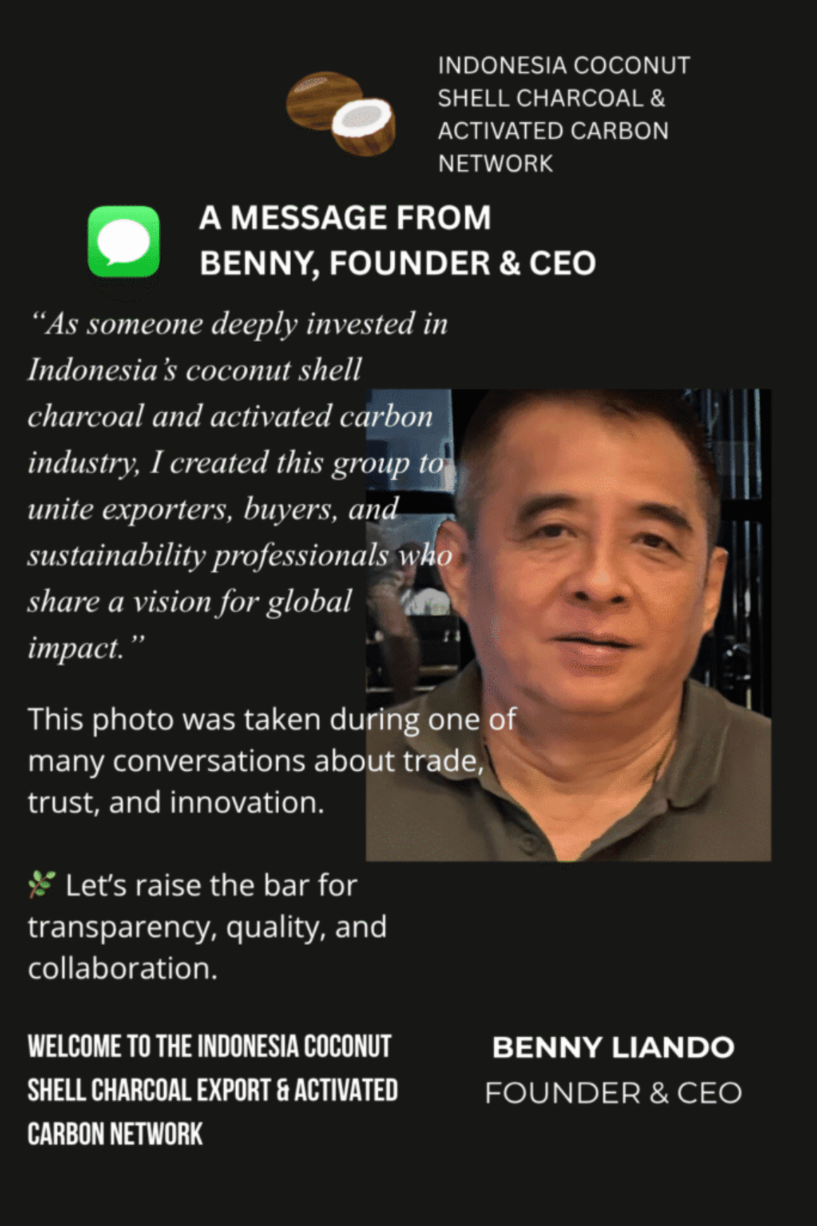 Message from the CEO: Building a Global Network for Sustainable Charcoal