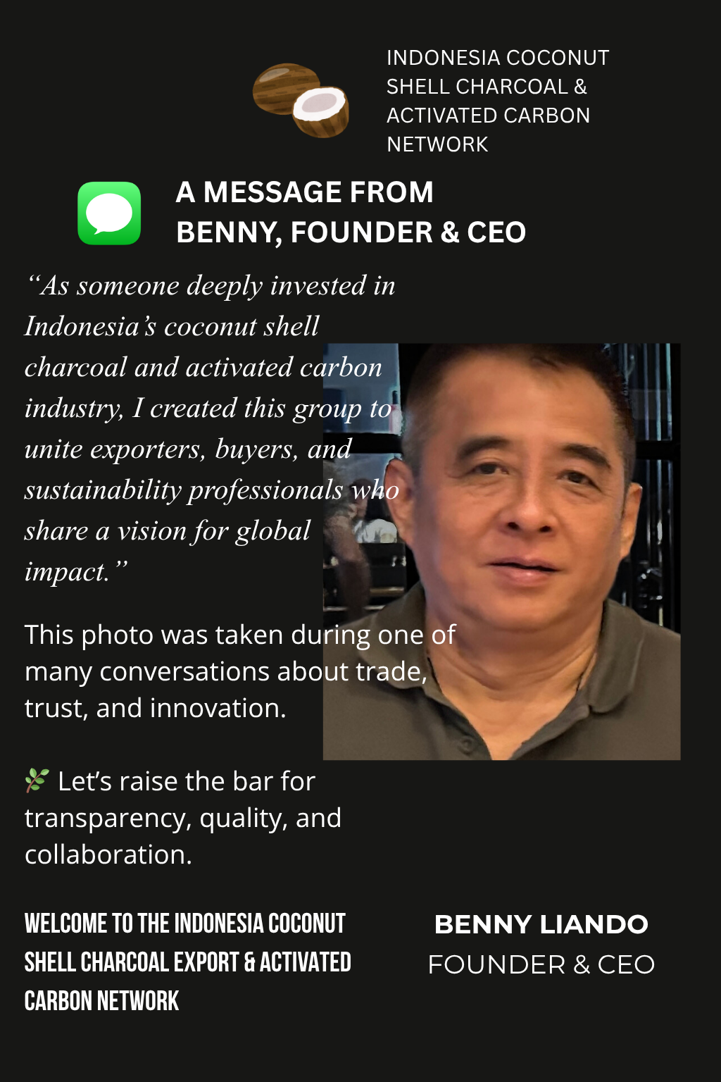 Message from the CEO - Benny Liando Message from the CEO - Benny Liando