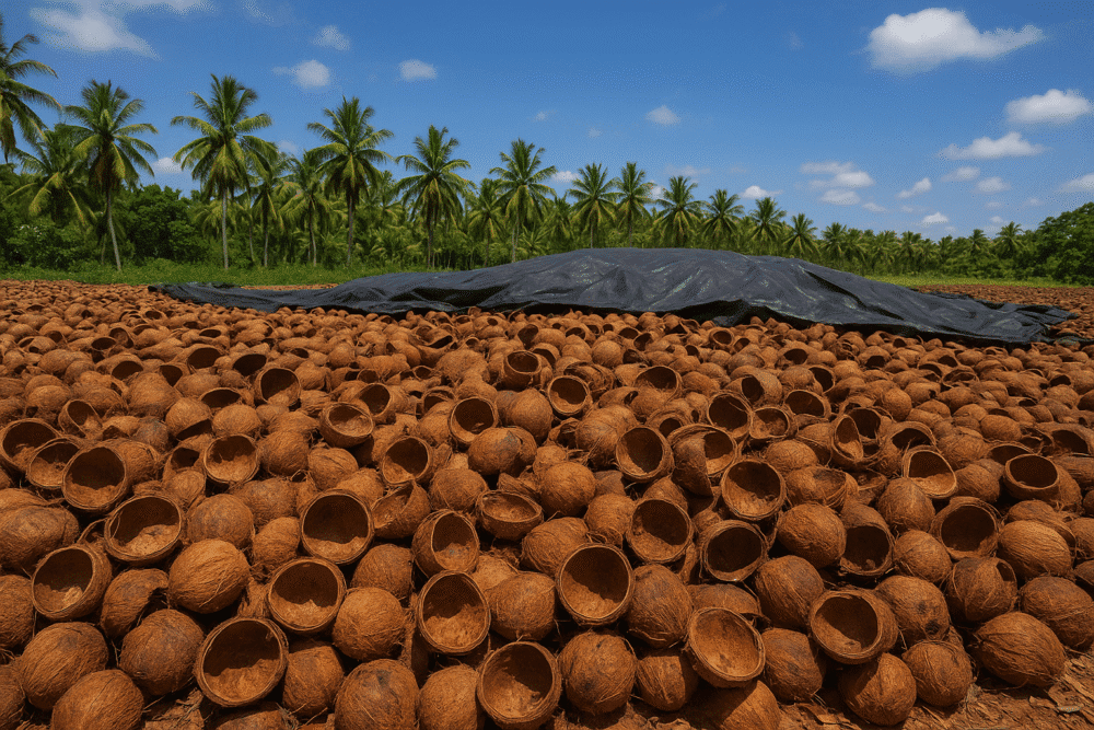 Drying coconut shells for sustainable charcoal production