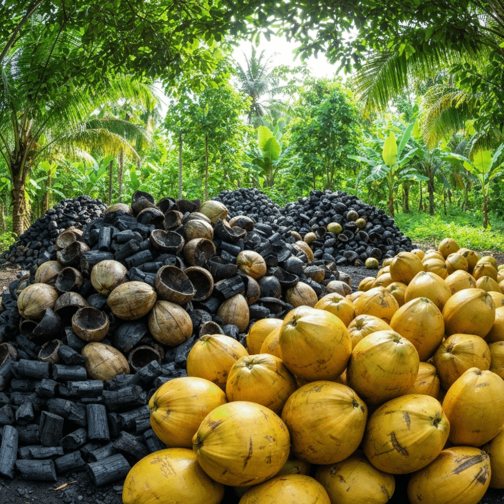 how coconut shell charcoal is made in Indonesia